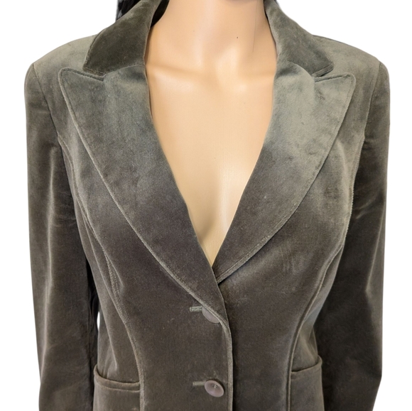 Classiques Entier Olive Green Crushed Velvet Jacket Medium - Picture 13 of 15